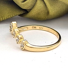 Load image into Gallery viewer, Ladies Ring 9ct (375, 9K) Yellow Gold &amp; Diamond Chip Wishbone Ring
