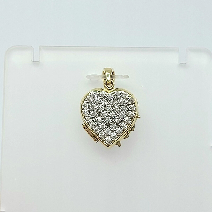 Ladies Yellow Gold 9ct (375,9K) Rare Diamantes Heart Locket Pendant