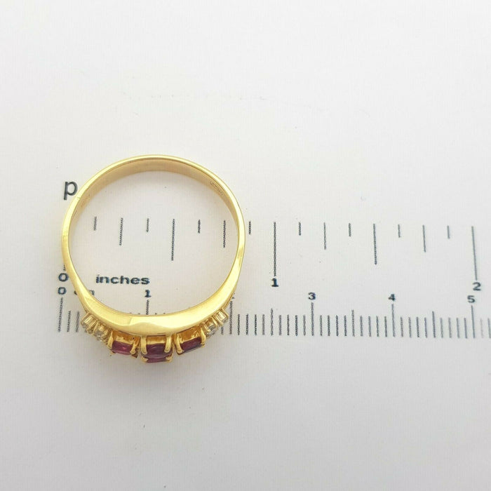 Ladies Ring 14ct (585, 14K) Yellow Gold Ruby & Diamond Dress Ring