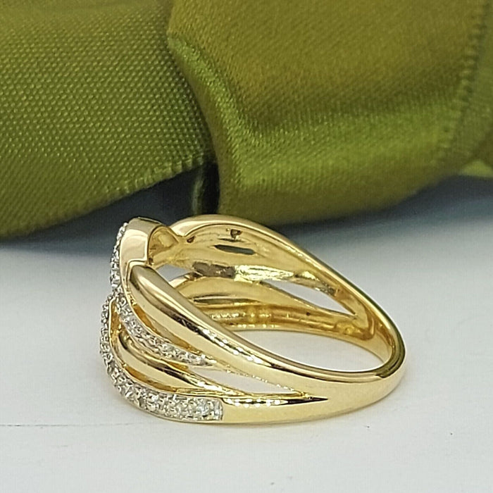 Ladies Ring 9ct (375, 9K) Yellow Gold Natural Diamond (10pts) Dress Ring