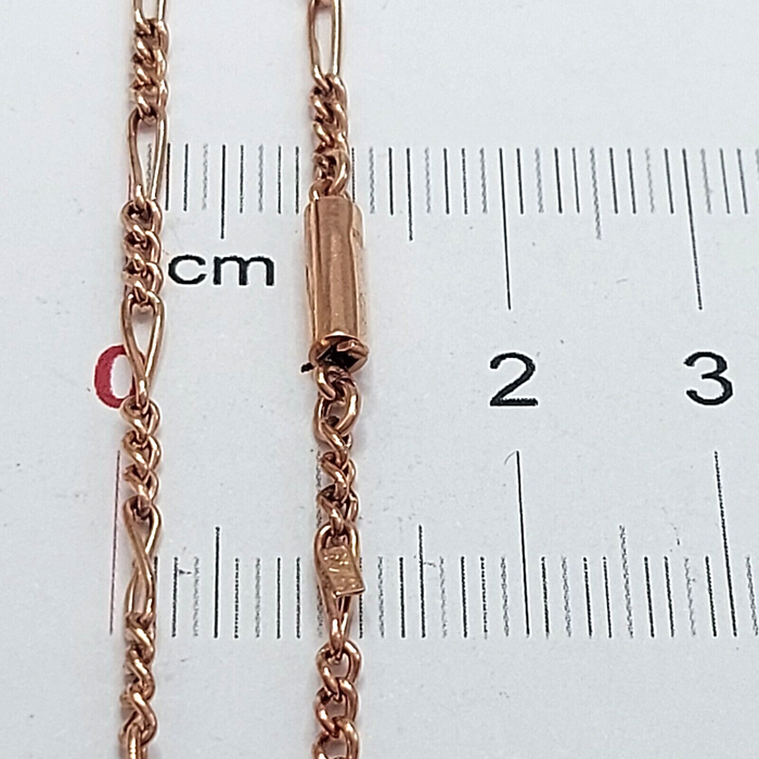 adies Rose Gold 9ct (375, 9K) Antique Figaro Chain Necklace with Barrel Clasp