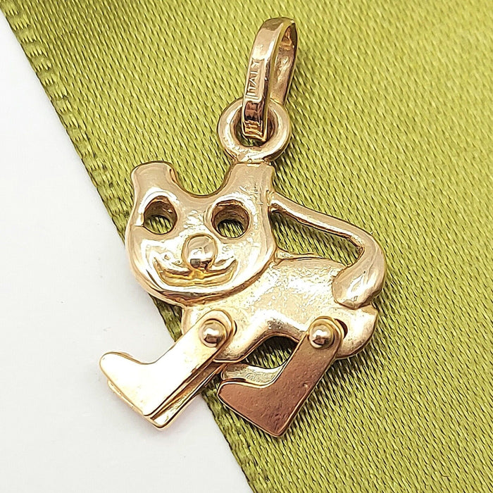 Unisex Yellow Gold 9ct (375, 9K) Unique Solid Gold Moving Cat Pendant