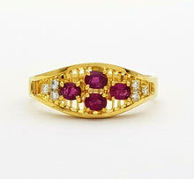 Load image into Gallery viewer, Ladies Ring 14ct (585, 14K) Yellow Gold Ruby &amp; Diamond Dress Ring
