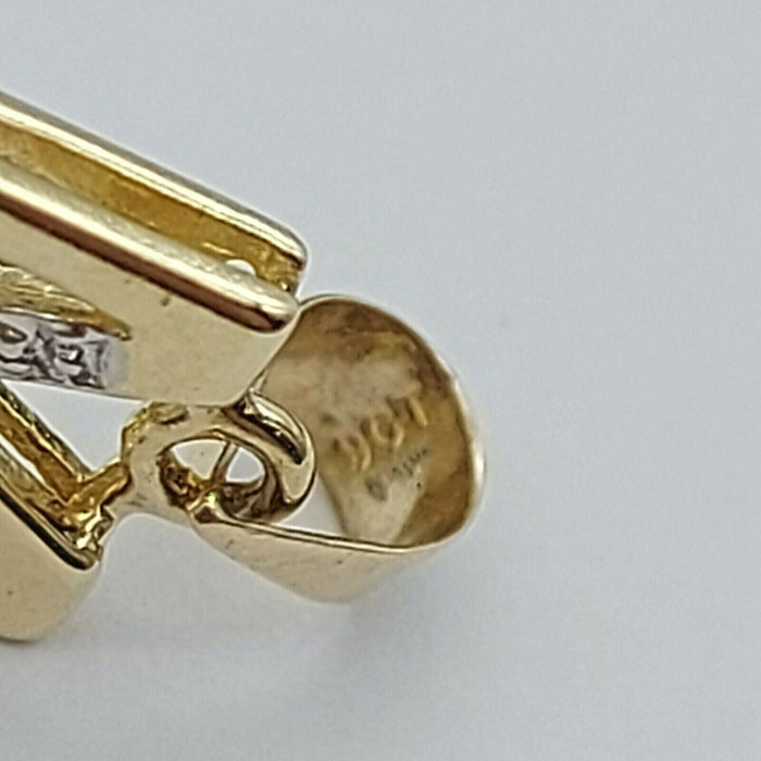 Ladies Pendant 9ct (375, 9K) Yellow Gold 'M' Diamond Chip Pendant