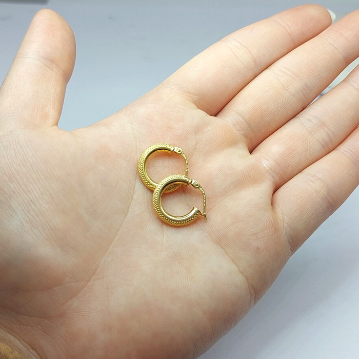 Ladies Real Italian 9ct (375,9k) Yellow Gold Criss-Cross Patterned Hoop