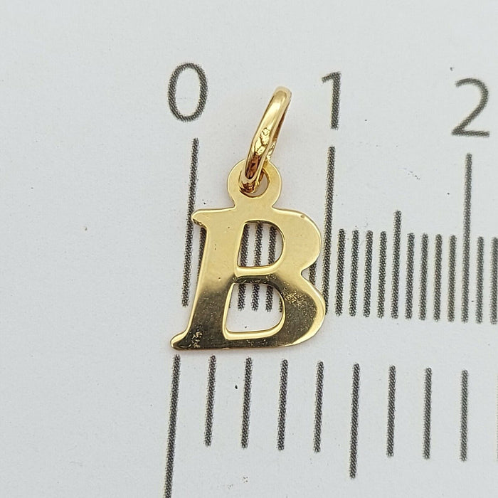 Ladies Pendant 18ct (750, 18K) Yellow Gold 'B' Plain Pendant