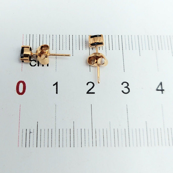 Ladies Earrings Yellow Gold 14ct (585,14K) Natural Oval Sapphire Solitaire Studs