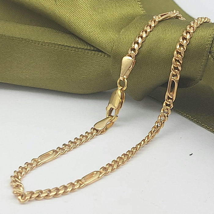 Ladies 9ct (375, 9K) High Quality Yellow Gold Figaro Minimalist Chain Necklace