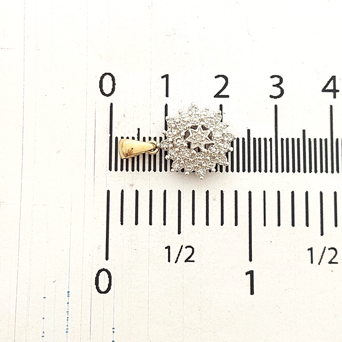 Rare 9ct (375, 9K) Unique White Gold & Yellow Gold Pendant w/ Natural Diamond