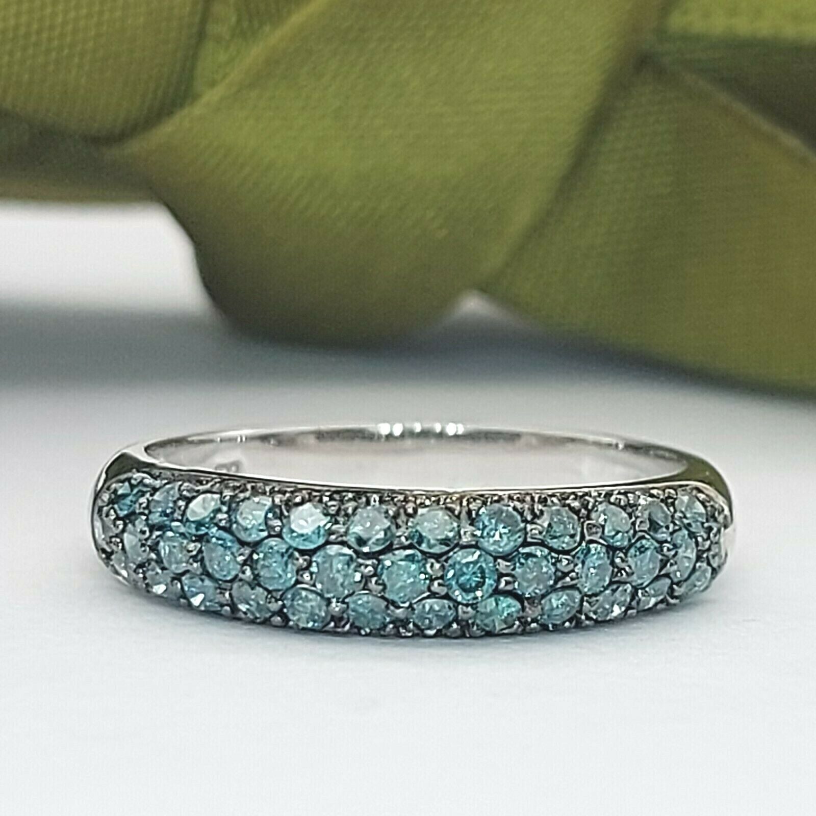 Ladies White Gold Ring 10ct (417, 10K) White Gold Turquoise Diamond Ring