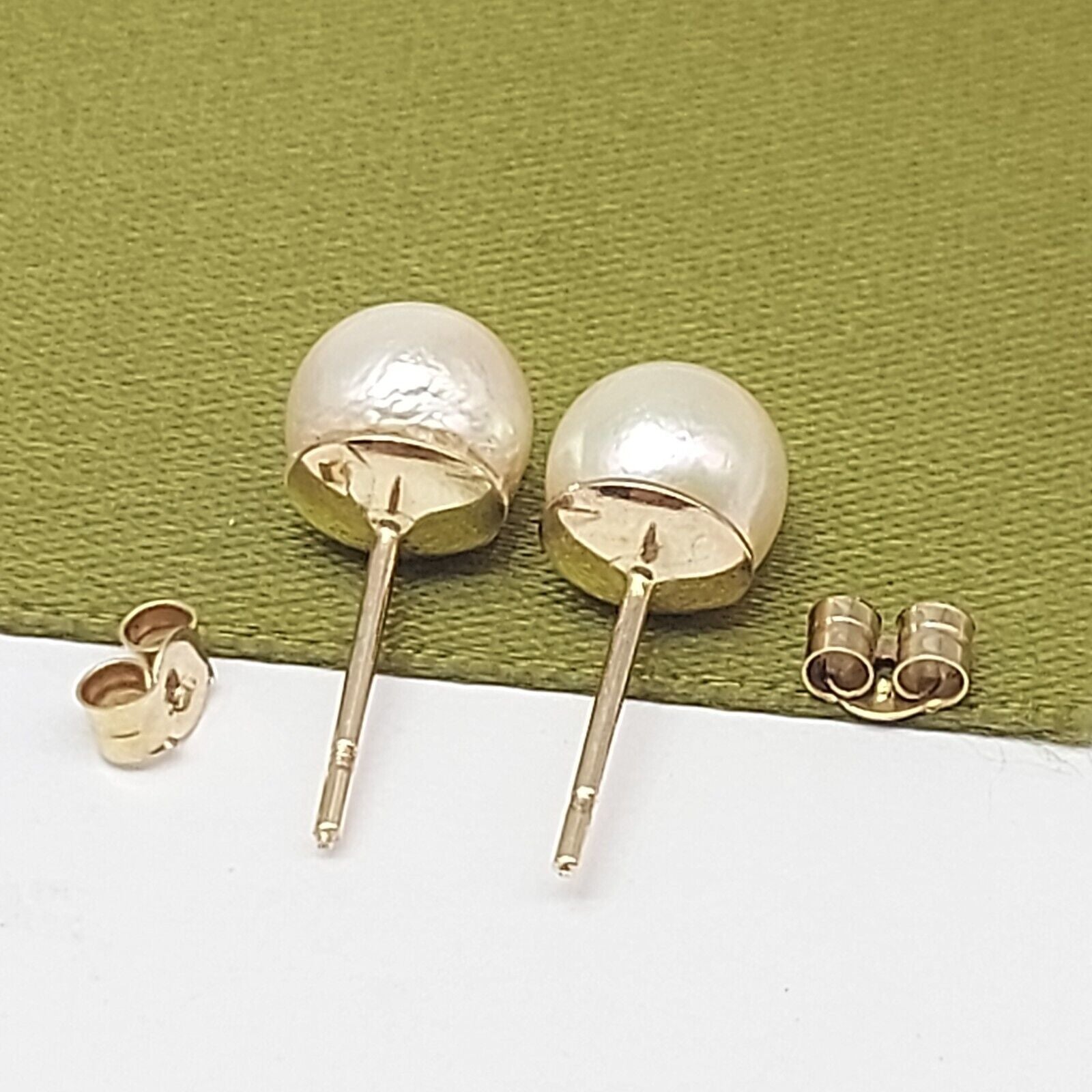 Ladies Earrings Yellow Gold 9ct (375,9k) Handmade Solitaire Natural Pearl Studs