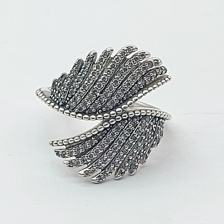 Ladies Ring Genuine Sterling Silver (925) RETIRED PANDORA Double Feather Ring