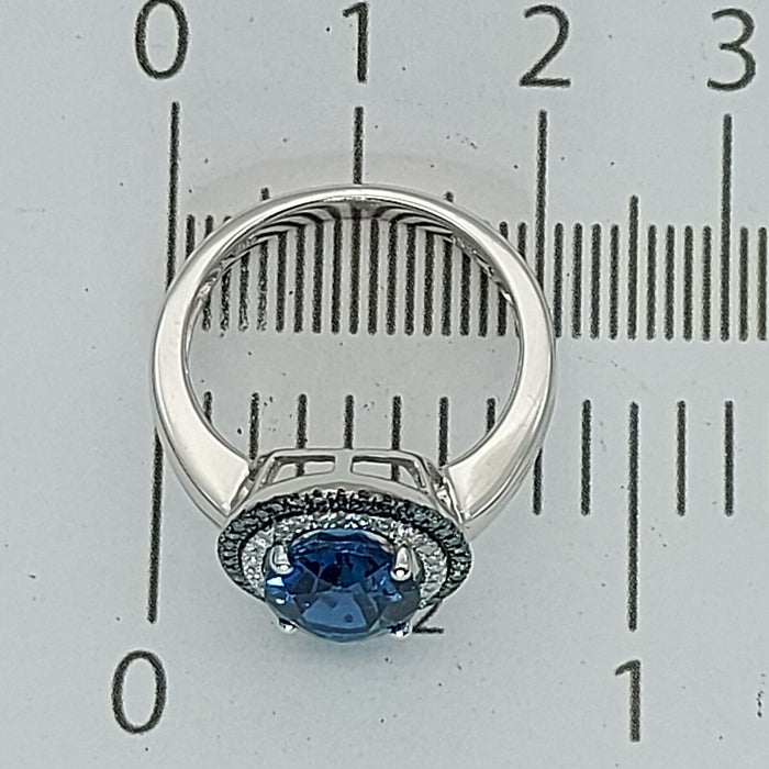 Ladies Dress Ring 14ct (585, 14K) White Gold Created Tourmaline & Diamond Ring