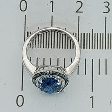 Load image into Gallery viewer, Ladies Dress Ring 14ct (585, 14K) White Gold Created Tourmaline &amp; Diamond Ring
