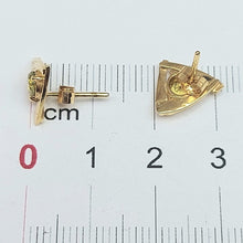 Load image into Gallery viewer, Ladies Earrings Yellow Gold 9ct (375,9k) Solid Natural Peridot Triangle Studs
