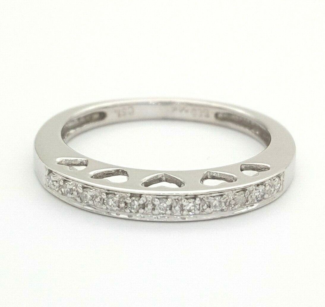 Ladies Ring 14ct (585, 14K) White Gold Natural (0.11ct) Diamond Heart Ring