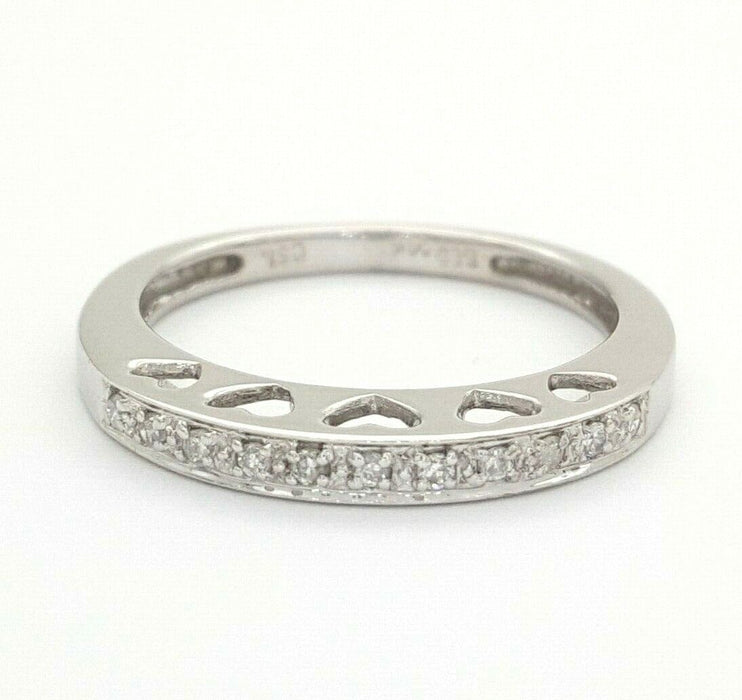 Ladies Ring 14ct (585, 14K) White Gold Natural (0.11ct) Diamond Heart Ring