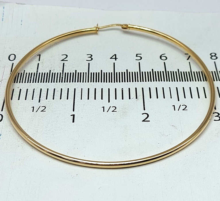 Ladies Yellow Gold 14ct (585, 14K) High Quality Large Round Hoop Earrings