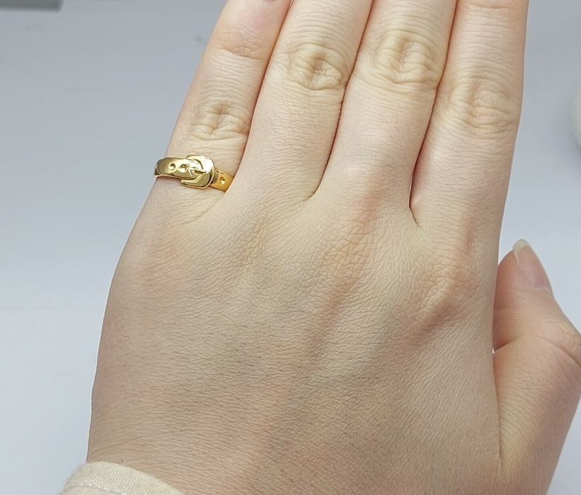 Ladies Ring Real Yellow Gold 9ct (375, 9K) Unique Smooth Band Belt Ring