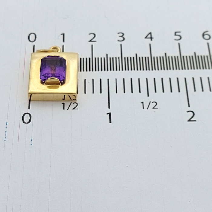 Ladies Square Pendant Yellow Gold 9ct (375, 9K) & Natural Amethyst Pendant