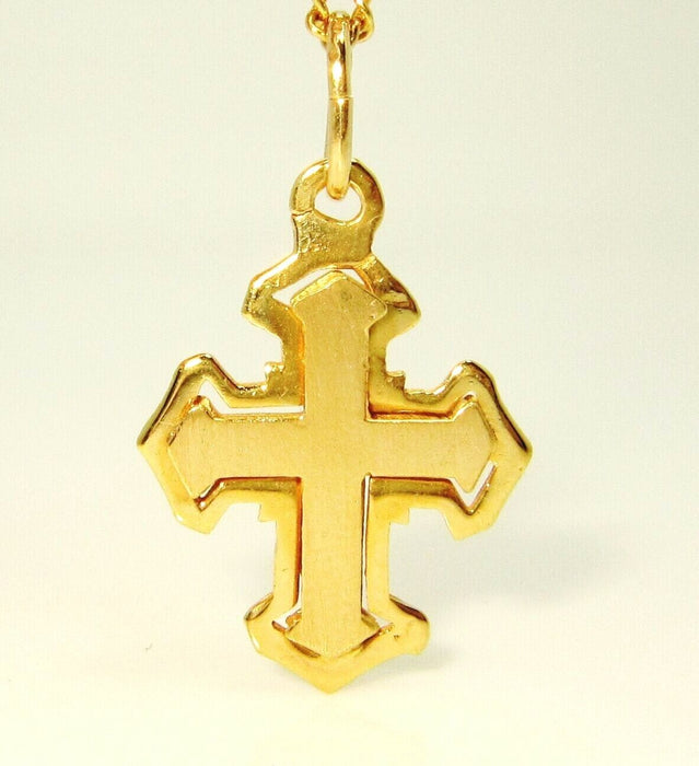Unisex Pendant 14ct (585, 14K) Yellow Gold Large Cross Pendant