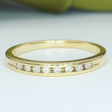 Load image into Gallery viewer, Ladies Ring 9ct (375, 9K) Yellow Gold Diamond (0.12ct) Band Dress Ring
