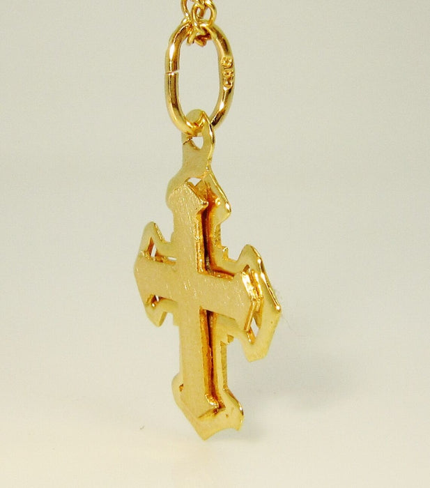 Unisex Pendant 14ct (585, 14K) Yellow Gold Large Cross Pendant
