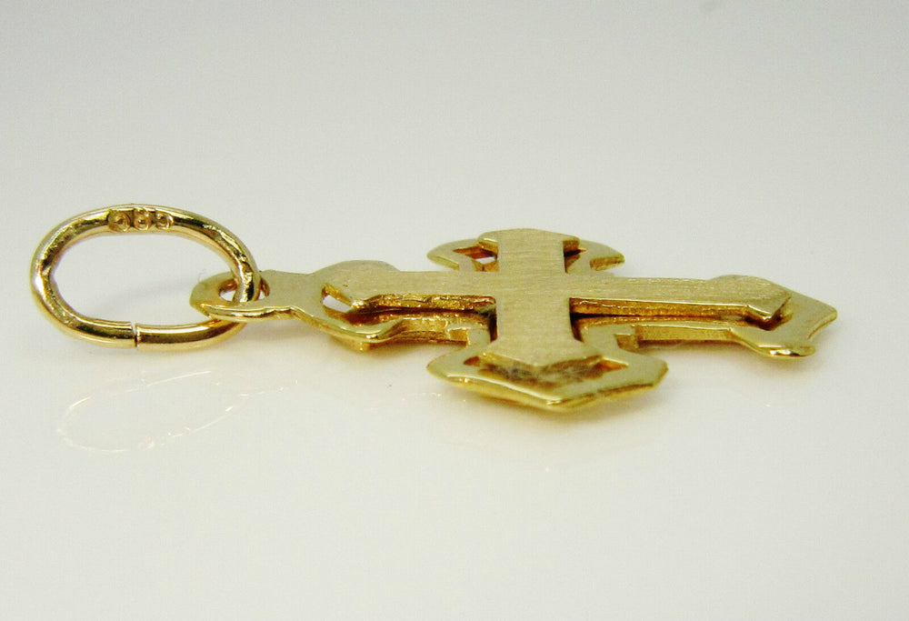 Unisex Pendant 14ct (585, 14K) Yellow Gold Large Cross Pendant