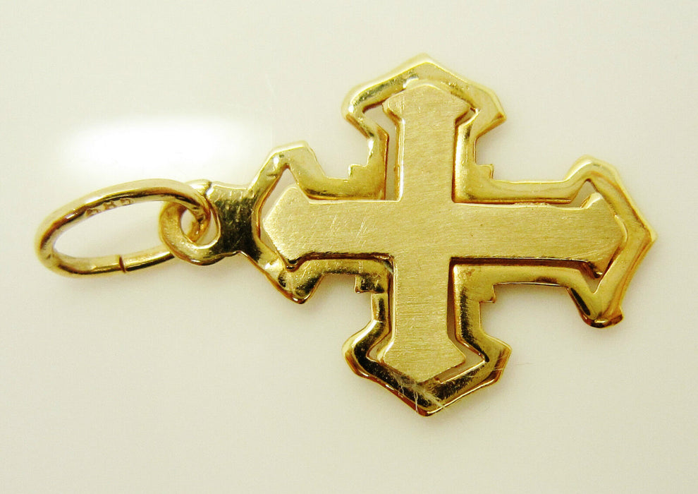 Unisex Pendant 14ct (585, 14K) Yellow Gold Large Cross Pendant