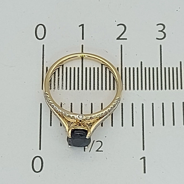 Ladies Ring 14ct (585, 14K) Yellow Gold Sapphire & Diamond Dress Ring