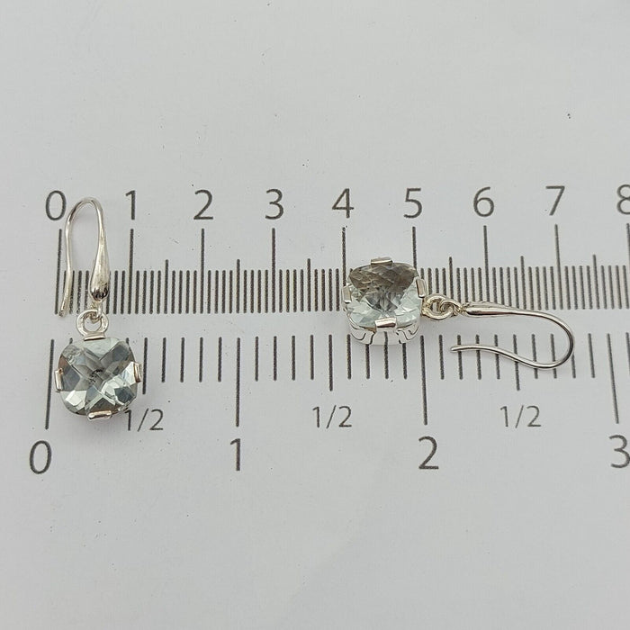 Ladies Silver Earrings (925) Sterling Silver Drop Dangle Blue Stone Earrings