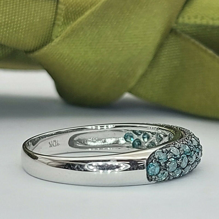 Ladies White Gold Ring 10ct (417, 10K) White Gold Turquoise Diamond Ring