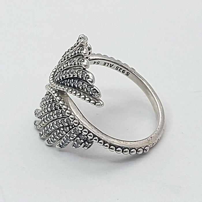 Ladies Ring Genuine Sterling Silver (925) RETIRED PANDORA Double Feather Ring