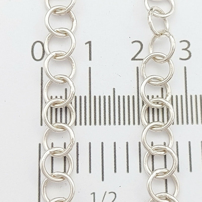 MHJ Ladies Necklace Sterling Silver(925) Circle Link & Droplets Pendant Necklace