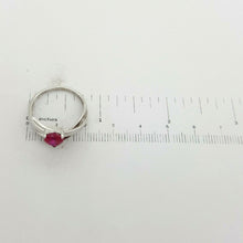 Load image into Gallery viewer, Ladies Ring 9ct (375,9K) White Gold Created Ruby &amp; Diamond Chip Heart Dress Ring
