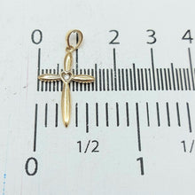 Load image into Gallery viewer, Ladies Yellow Gold 9ct (375, 9K) Rare Natural Diamond Heart Cross Pendant
