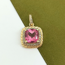Load image into Gallery viewer, Ladies Yellow Gold 14ct (585,14k) Pink Sapphire &amp; Diamonds Halo Pendant
