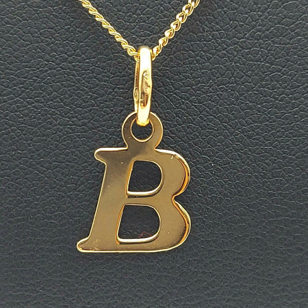 Ladies Pendant 18ct (750, 18K) Yellow Gold 'B' Plain Pendant