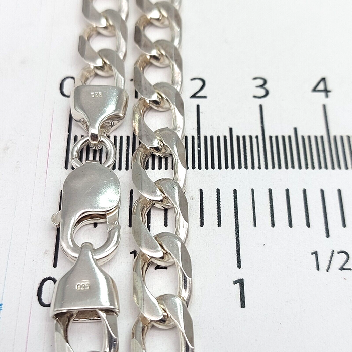Unisex Sterling Silver (925) Solid High Quality Curb Chain Necklace