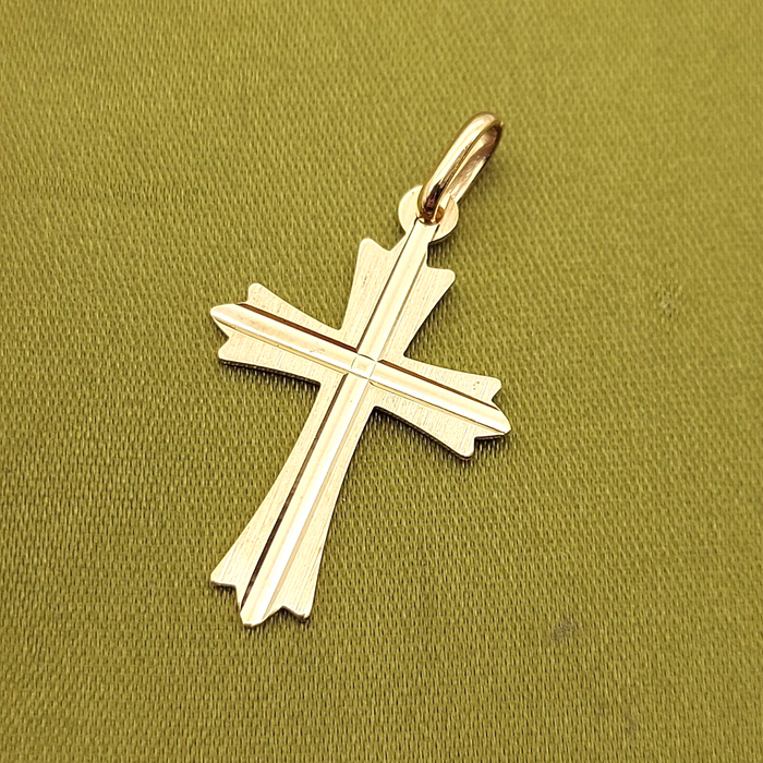 Unisex Yellow Gold 9ct (375, 9K) Italian Fancy Cross Pendant