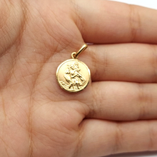 Load image into Gallery viewer, Unisex Pendant Yellow Gold 9ct (375,9k) Religious St Christopher Circle Pendant
