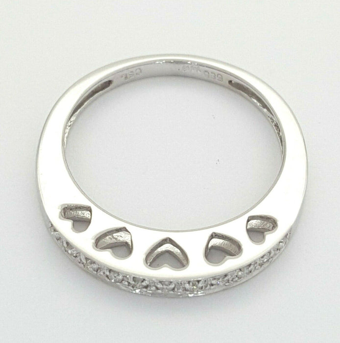 Ladies Ring 14ct (585, 14K) White Gold Natural (0.11ct) Diamond Heart Ring