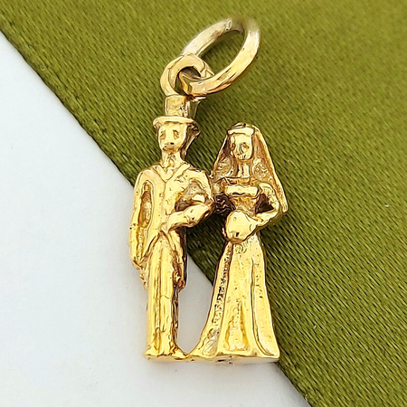 Ladies Pendant Yellow Gold 9ct (375,9k) Rare Married Bride and Groom Pendant