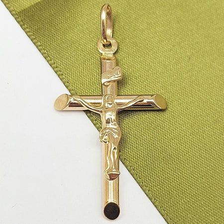 Unisex Yellow Gold 9ct (375, 9K) High Quality Jesus Christ Crucifix Pendant