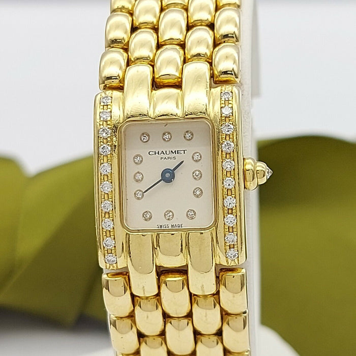 Genuine Chaumet Women's étanche 18ct 92g Gold Watch with 33 Diamond