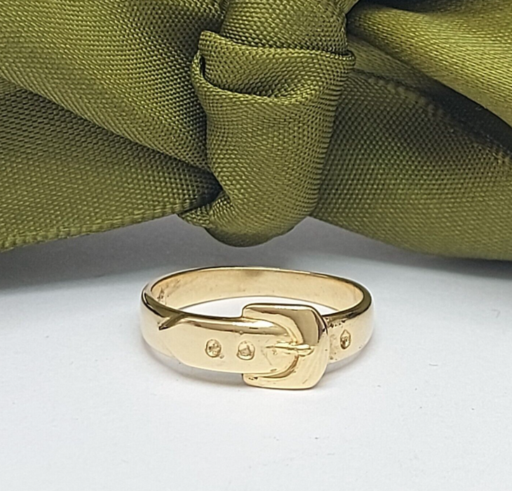 Ladies Ring Real Yellow Gold 9ct (375, 9K) Unique Smooth Band Belt Ring