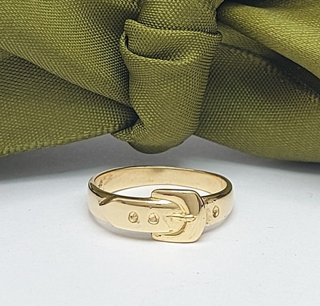 Ladies Ring Real Yellow Gold 9ct (375, 9K) Unique Smooth Band Belt Ring