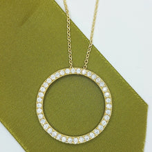 Load image into Gallery viewer, Ladies Necklace 14ct (585,14K) Yellow Gold Diamante Circle Pendant Necklace
