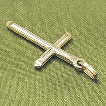 Load image into Gallery viewer, Unisex Yellow Gold 9ct (375, 9K) High Quality Rare Pinched Edges Cross Pendant
