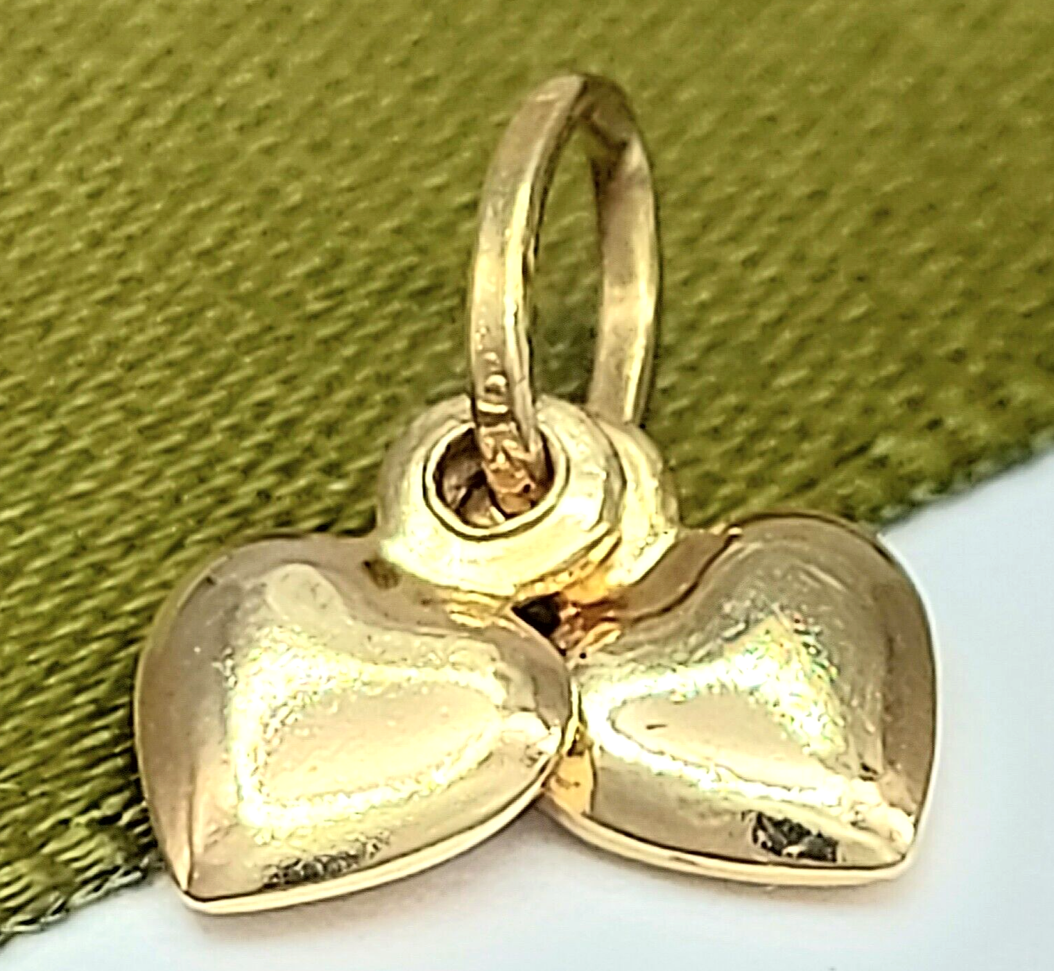 Ladies Solid Yellow Gold 9ct (375, 9K) Tiny Double Hearts Pendant